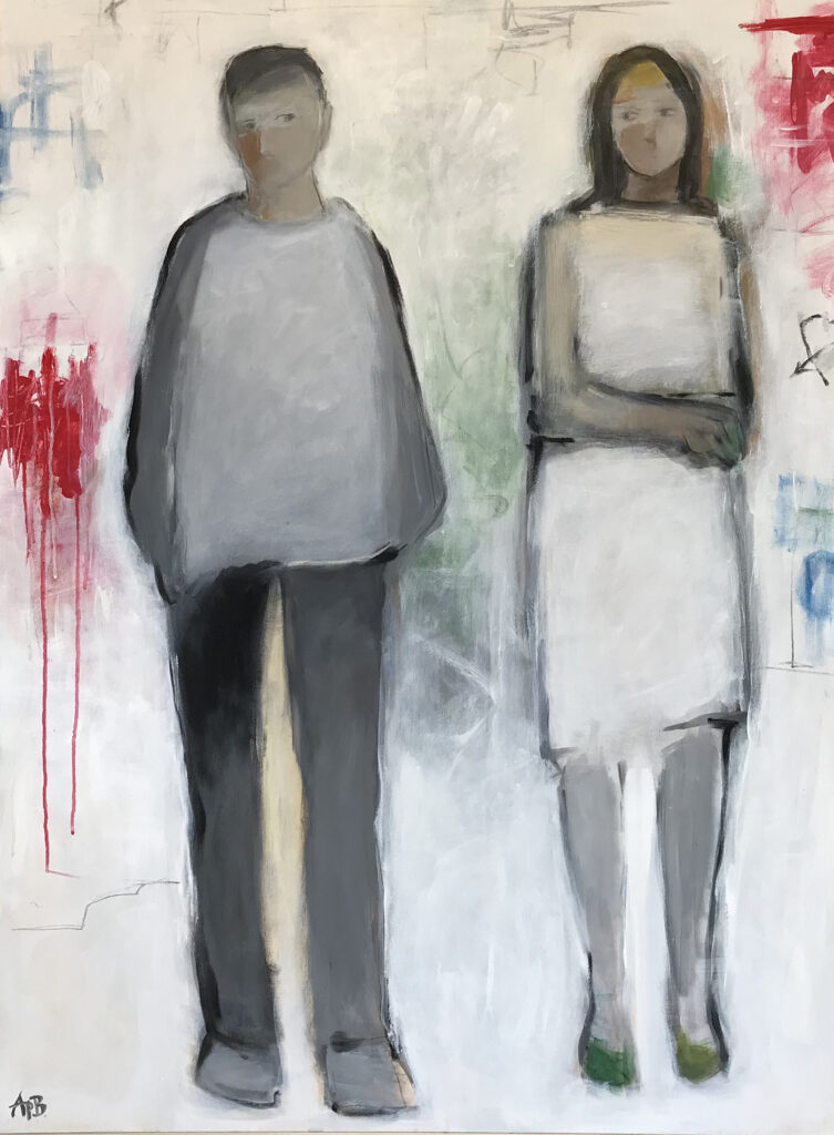 painting entitled "they stood in awkward silence"